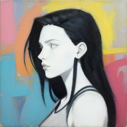 greg manchess portrait painting of white pale girl with black hair as overwatch character, medium shot, asymmetrical, profile picture, organic painting, sunny day, matte painting, bold shapes, hard edges, street art, trending on artstation, by huang guangjian and gil elvgren and sachin teng