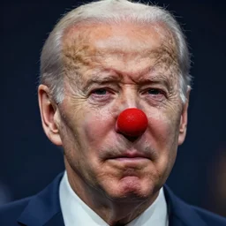 fantasy art 4 k ultra detailed realiatic hyper accurate photo joe biden dementia sad crying tears waterworks runny clown red nose