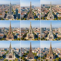 collage of aerial view famous landmarks, highly detailed, digital art, wimmelbilder, 8 k