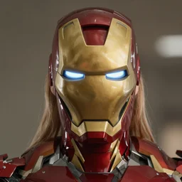 margot robbie wearing an iron-man costume, detailed face, photorealistic, cinematic