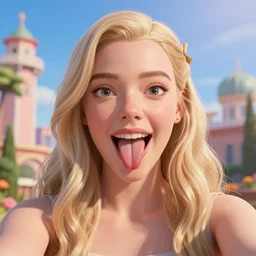 anya taylor joy silly selfie showing a tongue, pixar, volumetric lighting, epic composition, hyper detailed, ultra realistic, sharp focus, octane render, volumetric, ray tracing, artstation trending, cgsociety, sense of awe, 4 k