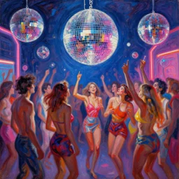 futuristic disco party, summer, neon light, painting by gaston bussiere, craig mullins, j. c. leyendecker
