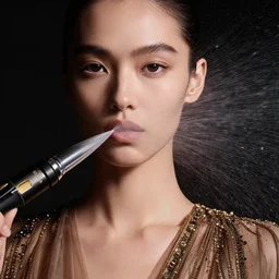 close up of face of a fashion model is getting sprayed by a hose, luxury dress, official valentino editorial, highly detailed