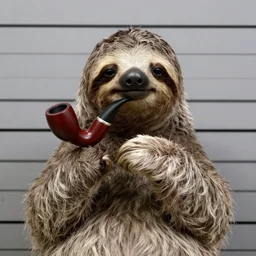 1 9 3 0 s mugshot of a sloth with a pipe.
