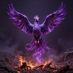 purple phoenix rising up from the ashes