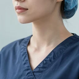 full close up zoomed in neck shot of a beautiful skinny surgeon woman in work dress, soft delicate smooth neck, by saruei and guweiz and ilya kuvshinov, digital art, highly detailed, intricate, sharp focus, trending on artstation hq, deviantart, pinterest, unreal engine 5, 4 k uhd image