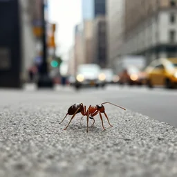 an ant's POV of a new york city street