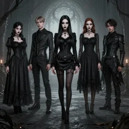 gothic character designs, Kim Jung Gi, Greg Rutkowski, Darek Zabrocki, Karlkka, Jayison Devadas, Phuoc Quan, trending on Artstation, 8K, ultra wide angle, pincushion lens effect