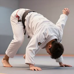 a jiu jitsu athlete torso doing an extreme stretch choreographic move, dance photography, pastel colors palette, 3 d scan, high detail, zoom in, foreshortening, natural light