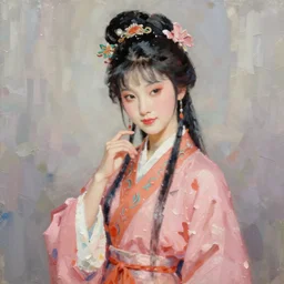 diao chan from romance of three kingdoms in the paintetly style of WLOP, artgerm, brush stroke oil painting, imagine fx, artstation