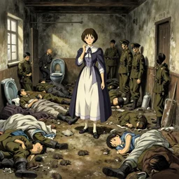 1 8 5 4 crimea, florence nightingale, army hospital in scutari, overcrowded, filthy, blocked drains, broken toilets, rats, wounded soldiers, sleep dirty floor, no blankets, finely detailed perfect art, gapmoe yandere grimdark, trending on pixiv fanbox, painted by greg rutkowski makoto shinkai takashi takeuchi studio ghibli