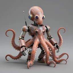 1 9 5 0 s retro future robot android octopus. muted colors.