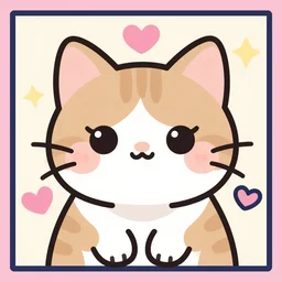 Kawaii anime cute cat, art poster graphic