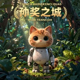 robot cat in jungle pixar movie poster