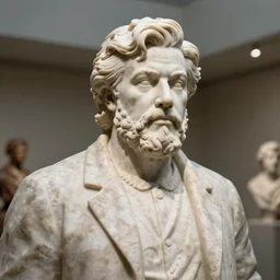 a marble statue of Jack Black, highly detailed, masterpiece, museum, high quality, good lighting
