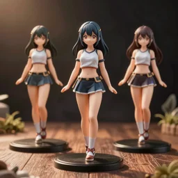 beautiful cute female figurines, anime, photo realistic, artstation inspired, unreal engine, octane render, hd fine art quality