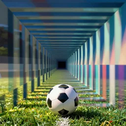 autostereogram of a football. colourful magic eye image