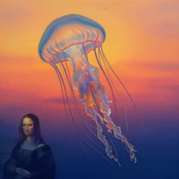 The jellyfish of the sunset sky, italian futurism, Dan Mumford, da vinci, Josan Gonzalez
