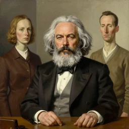 Karl marx dreaming about capitalism, highly detailed, very coherent, painted by Francis Bacon and Edward Hopper, Wayne Barlowe, painted by James Gilleard, surrealism, airbrush,  art by JamesJean