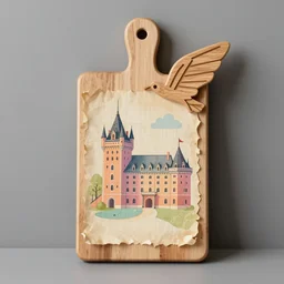 wooden'r 2 d 2 ', wooden'x - wing ', wooden board, manuscript, chateau, nordic pastel colors, perfect lightning