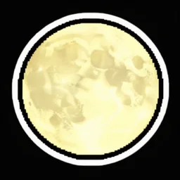 pixelated light yellow moon sticker, photo