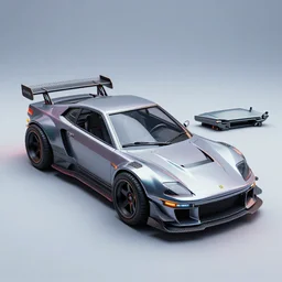 3 d model of synthwave cyberpunk car