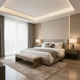 a huge luxurious modern beautiful master bedroom, photorealistic, 1 4 k hd quality, highly detailed, vibrant, more coherent, super high quality, hyper realistic