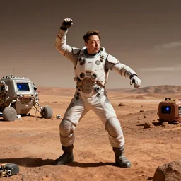 Elon Musk dancing in a Mars colony