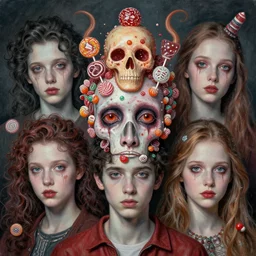 portrait, nightmare anomalies, candies by dariusz zawadzki, kenneth blom, mental alchemy, james jean, pablo amaringo, naudline pierre, contemporary art, hyper detailed