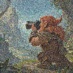 A dwarf taking photos of a view with a big camera, artwork by World of Warcraft Direction Art, detailed, dynamic, cinematic composition