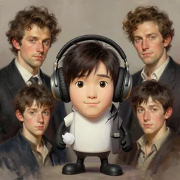 a personified headphone mascot character posing for a picture, digital painting, masterpiece by rembrandt and thomas kinkade and frank frazetta and kentaro miura, by reiq and tite kubo, stylized yet realistic faces and anatomy, advanced lighting technology, beautiful, gorgeous brush strokes
