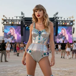 taylor swift at burning man, artgerm, extremely detailed, 8 k resolution