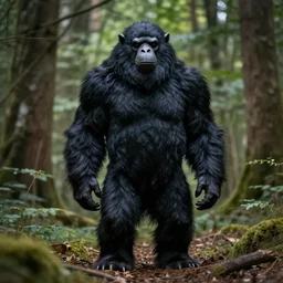 photograph of upright anthro beast man crow captured in the forest