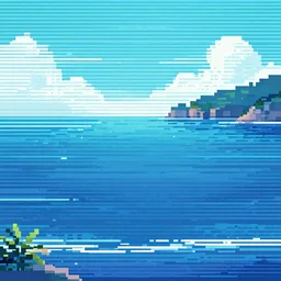 A wallpaper of the ocean made in pixelart. #pixelart