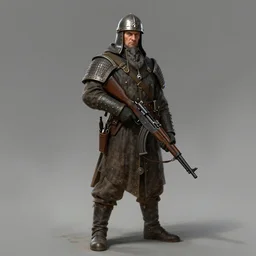 a vintage full body character portrait of a high fantasy ww 1 dwarven soldier posing with a lmg in the style of dark fantasy art trending on artstation deviantart pinterest detailed high resolution hd 8 k