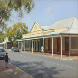 painting by antoine blanchard of the main street in taree nsw australia
