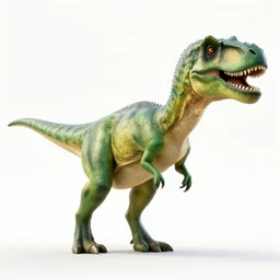 a photorealistic 3 d render of a bright green dinosaur allosaurus using a giant golden compass to shoot colorful bubbles towards the sky, realistic bubble bobble, octane render, unreal engine