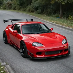 red 2022 Miata body widebody kit (((countach))) full view 135mm camera uncropped