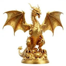 towering dragon perched on gold, detailed 3d character render, full body, standing, isolated on a pure white background, centered, whole figure in frame, sharp focus, studio lighting