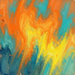 Fire To The Rain, :: orange, turquoise, blaze, yellow::