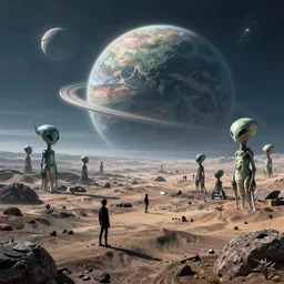 photo of an alien landscape on a new planet inhabited with aliens, 4k