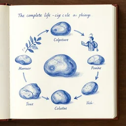 the complete life - cycle of a collarstone in blue - and - white, found written and illustrated by a very intelligent man in a commonplace book