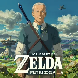 cel - shaded image of joe biden legend of zelda, studio ghibli animation cel