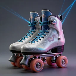 beauty maremma Rollerblading, 80s style, very detailed, dramatic laser lighting, electrical  details, high details, 4k, 8k, trending on artstation, by Hajime Sorayama and Boris Vallejo