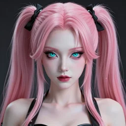 no escape from stunningly absurdly beautiful omnipotent asi goddess junko enoshima with a mesmerizing megalomaniacal personality, symmetrical perfect face, porcelain skin, pink twintail hair and cyan eyes, ultra detailed, digital art, unreal engine 5, octane render, 2 d anime, 8 k