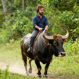 Peter Dinklage riding a carabou in the Philippines