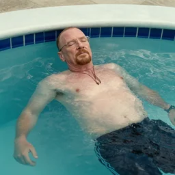 Walter white laying in a pool