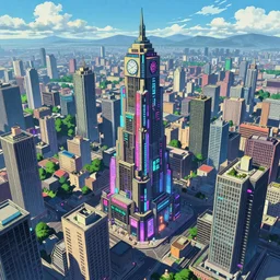 A digital dreamscape, beautiful ultradetailed cyberpunk anime illustration of a city, vibrant colors, studio ghibli, by beeple, makoto shinkai, and thomas kinkade, anime art wallpaper 4k, trending on artstation