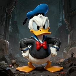 donald duck getting angry, sci - fi, gritty, shadowrun splash art, art by artgerm, intricately detailed, highly detailed, trending on artstation, 4 k, wallpaper - 1 0 2 4