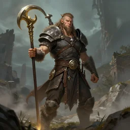 a mix between a barbarian and a warlock, male, by ethan van sciver
